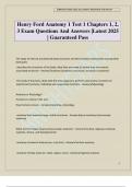 Henry Ford Anatomy 1 Test 1 Chapters 1&comma; 2&comma; 3 Exam Questions And Answers &vert;Latest 2025 &vert; Guaranteed Pass