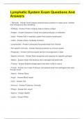 Lymphatic System Exam Questions And Answers