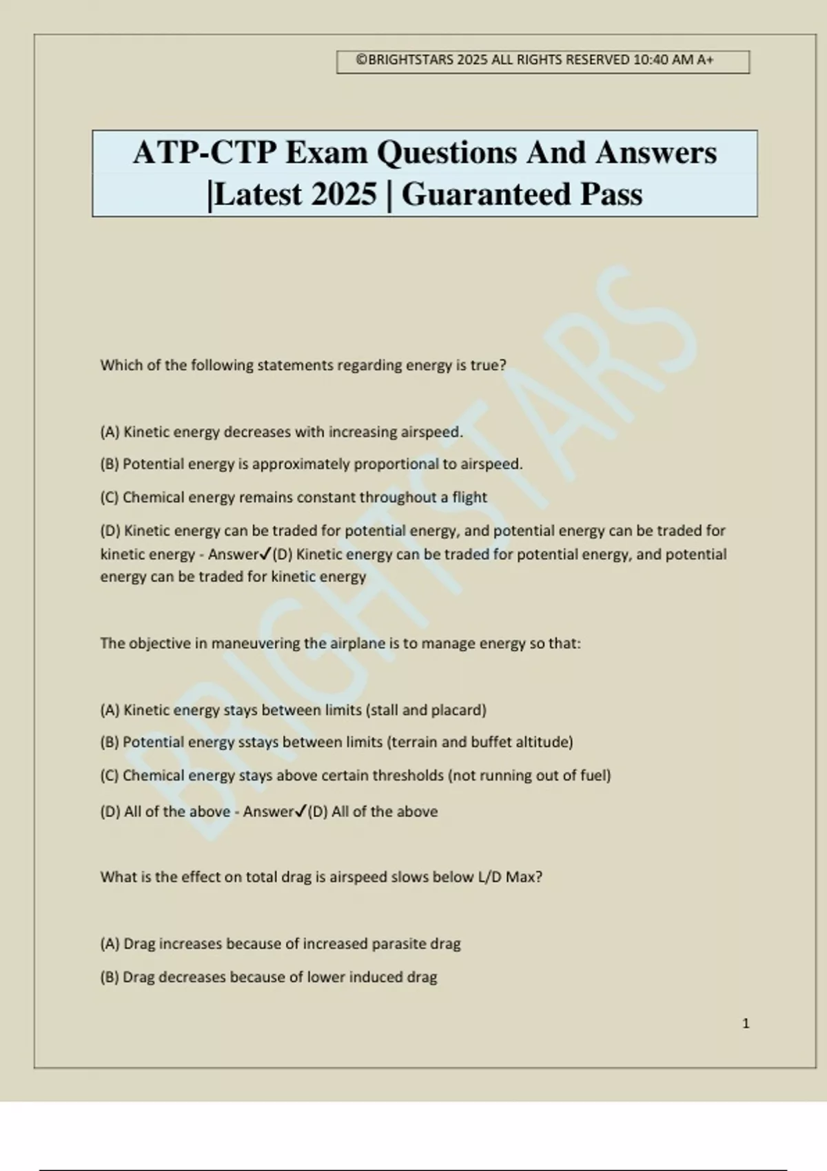 ATP-CTP Exam Questions And Answers |Latest 2025 | Guaranteed Pass - ATP ...