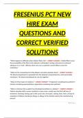 FRESENIUS PCT NEW HIRE EXAM QUESTIONS AND CORRECT VERIFIED SOLUTIONS