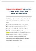 NCCT PHLEBOTOMY PRACTICE  EXAM QUESTIONS AND  VERIFIED ANSWERS 