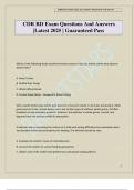 CDR RD Exam Questions And Answers &vert;Latest 2025 &vert; Guaranteed Pass