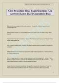 Civil Procedure Final Exam Questions And Answers &vert;Latest 2025 &vert; Guaranteed Pass