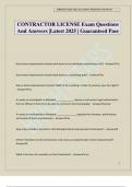 CONTRACTOR LICENSE Exam Questions And Answers &vert;Latest 2025 &vert; Guaranteed Pass
