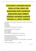 STATIONARY ENGINEER BOILER EXAM ACTUAL EXAM 200 QUESTIONS WITH COMPLETE QUESTIONS AND CORRECT VERIFIED ANSWERS ALREADY GRADED A&plus; LATEST VERSION