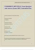 COMMERCE 4FP3 FINAL Exam Questions And Answers &vert;Latest 2025 &vert; Guaranteed Pass