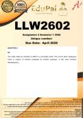 LLW2602 Assignment 2 &lpar;COMPLETE ANSWERS&rpar; Semester 1 2026 &lpar;792539&rpar; - DUE April 2026