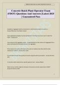 Concrete Batch Plant Operator Exam &lpar;FDOT&rpar; Questions And Answers &vert;Latest 2025 &vert; Guaranteed Pass