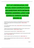 AMT MT CERTIFICATION TEST ACTUAL EXAM COMPLETE EXAM 420 QUESTIONS WITH DETAILED VERIFIED ANSWERS LATEST AND COMPLETE VERSION ALREADY GRADED A&plus;