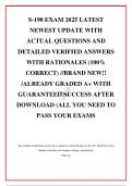 S-190 EXAM 2025 LATEST NEWEST UPDATE WITH ACTUAL QUESTIONS AND DETAILED VERIFIED ANSWERS WITH RATIONALES &lpar;100&percnt; CORRECT&rpar; &sol;&sol;BRAND NEW&excl;&excl; &sol;ALREADY GRADED A&plus; WITH GUARANTEED SUCCESS AFTER DOWNLOAD &lpar;ALL YOU NEED TO PASS YOUR EXAMS