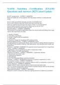 NASM Nutrition Certification &lpar;EXAM&rpar; Questions and Answers 2025 Latest Update