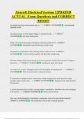Aircraft Electrical Systems UPDATED   ACTUAL  Exam Questions and CORRECT  Answers