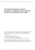 Psychiatric Mental Health Nursing Saunders NCLEX Review exam with verified solutions