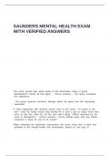 SAUNDERS MENTAL HEALTH EXAM WITH VERIFIED ANSWERS