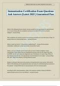 Immunization Certification Exam Questions And Answers &vert;Latest 2025 &vert; Guaranteed Pass