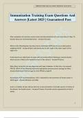 Immunization Training Exam Questions And Answers &vert;Latest 2025 &vert; Guaranteed Pass