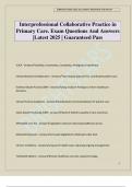 Interprofessional Collaborative Practice in Primary Care&period; Exam Questions And Answers &vert;Latest 2025 &vert; Guaranteed Pass