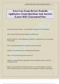 Iowa Core Exam Review Pesticide Applicators&period; Exam Questions And Answers &vert;Latest 2025 &vert; Guaranteed Pass