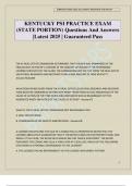 KENTUCKY PSI PRACTICE EXAM &lpar;STATE PORTION&rpar; Questions And Answers &vert;Latest 2025 &vert; Guaranteed Pass