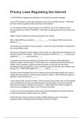 Privacy Laws Regulating the Internet Quiz Questions and answers graded A&plus; 2025&sol;2026