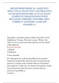 REGISTERED MEDICAL ASSISTANT &lpar;RMA&rpar; FINAL EXAM TEST AND PRACTICE EXAM QUESTIONS 2025 ACTUAL EXAM COMPLETE 500 QUESTIONS WITH DETAILED VERIFIED ANSWERS &lpar;100&percnt; CORRECT ANSWERS&rpar; &sol;ALREADY GRADED A&plus;
