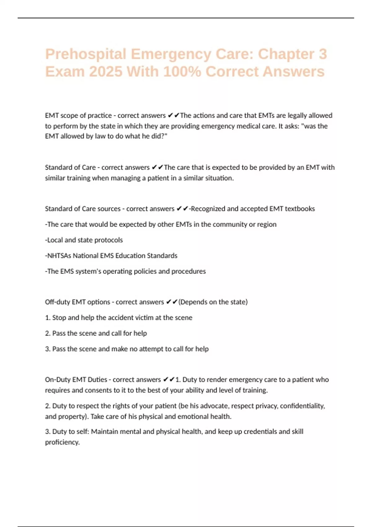 Prehospital Emergency Care: Chapter 3 Exam 2025 With 100% Correct ...