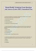 Mental Health Technician Exam Questions And Answers &vert;Latest 2025 &vert; Guaranteed Pass