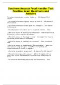 Southern Nevada Food Handler Test Practice Exam Questions and Answers