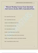 Missouri Boating License Exam Questions And Answers &vert;Latest 2025 &vert; Guaranteed Pass
