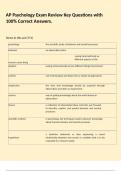 AP Psychology Exam Review Key Questions with 100&percnt; Correct Answers&period;