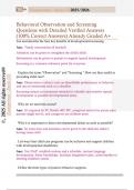 Behavioral Observation and Screening Questions with Detailed Verified Answers  &lpar;100&percnt; Correct Answers&rpar; Already Graded A&plus;