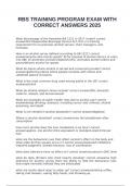 RBS TRAINING PROGRAM EXAM WITH CORRECT ANSWERS 2025