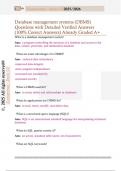 Database management systems &lpar;DBMS&rpar; Questions with Detailed Verified Answers  &lpar;100&percnt; Correct Answers&rpar; Already Graded A&plus;