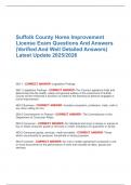 Suffolk County Home Improvement License Exam Questions And Answers &lpar;Verified And Well Detailed Answers&rpar; Latest Update 2025&sol;2026