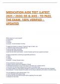 MEDICATION AIDE TEST &lpar;LATEST 2025 &sol; 2026&rpar; QS & ANS - TO PASS THE EXAM&comma; 100&percnt; VERIFIED - UPDATED