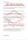 NEW YORK Exam Study Guide Questions with Correct Answers 2025