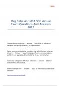 Org Behavior MBA 530 Actual Exam Questions And Answers 2025