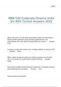 MBA 530 Corporate Finance Unite Six With Correct Answers 2025