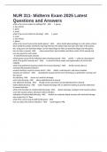 NUR 311- Midterm Exam 2025 Latest Questions and Answers