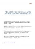 MBA 530 Corporate Finance Unite Two With Complete Solutions 2025