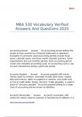 MBA 530 Vocabulary Verified Answers And Questions 2025