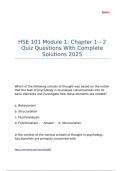 HSE 101 Module 1 Chapter 1 - 2 Quiz Questions With Complete Solutions 2025