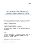 HSE 101 Final Questions And Answers Latest Updates 2025