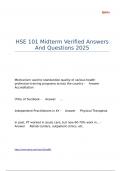 HSE 101 Midterm Verified Answers And Questions 2025
