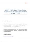 MGMT 6100 - Final Exam Study Guide Actual Exam Questions And Answers 2025