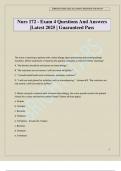 Nurs 172 - Exam 4 Questions And Answers &vert;Latest 2025 &vert; Guaranteed Pass