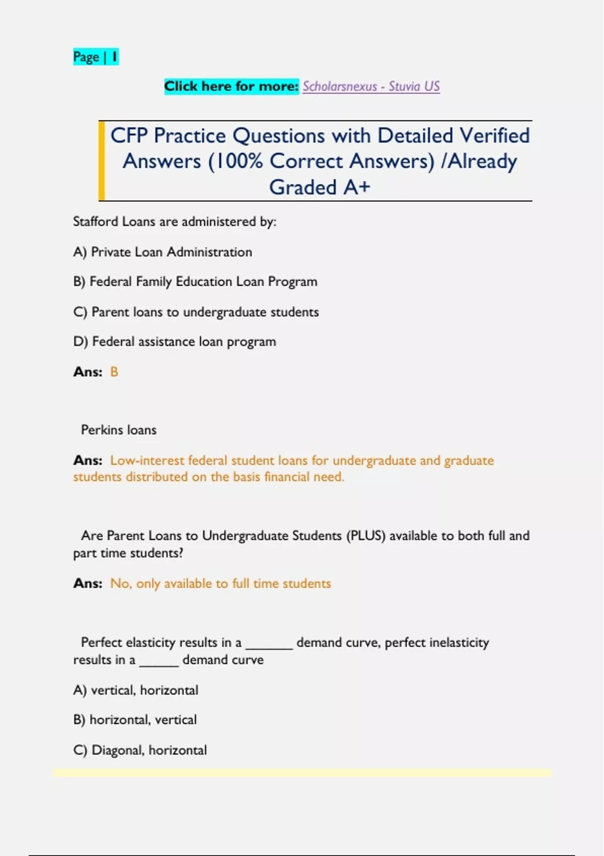 CFP Exam Questions with Detailed Verified Answers (100% Correct Answers ...
