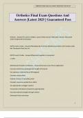 Orthotics Final Exam Questions And Answers &vert;Latest 2025 &vert; Guaranteed Pass