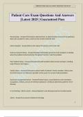 Patient Care Exam Questions And Answers &vert;Latest 2025 &vert; Guaranteed Pass