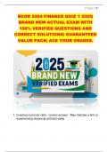 BCOR 2204 FINANCE QUIZ 1 2025&vert;  BRAND NEW ACTUAL EXAM WITH  100&percnt; VERIFIED QUESTIONS AND  CORRECT SOLUTIONS&vert; GUARANTEED  VALUE PACK&vert; ACE YOUR GRADES&period;